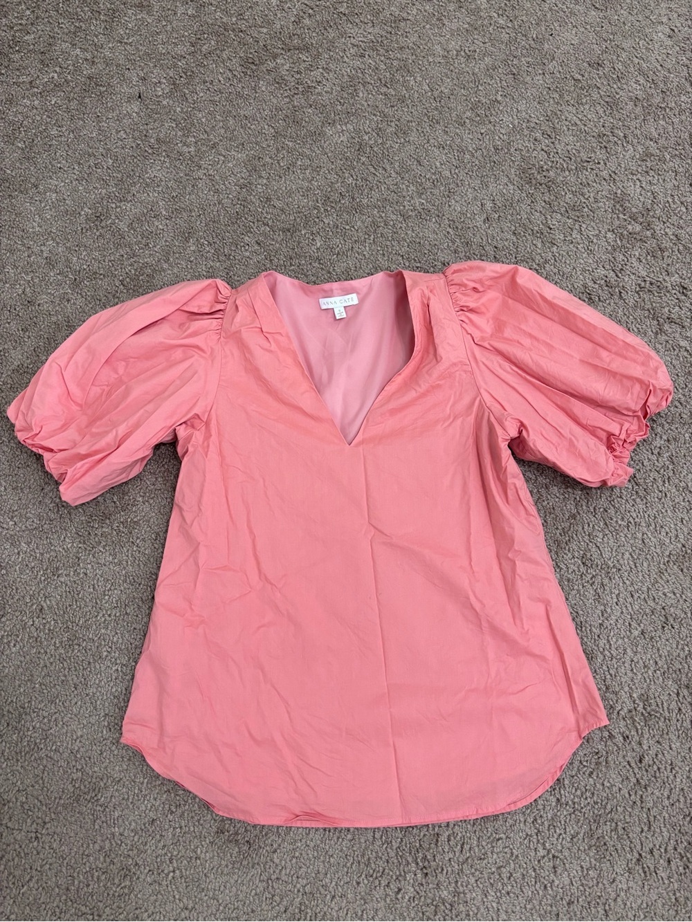 Anna Cate Puff-Sleeve V-Neck Women's Top Size Small